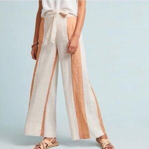 ett: twa Anthropologie Striped Linen Wide Leg Pants Size 4